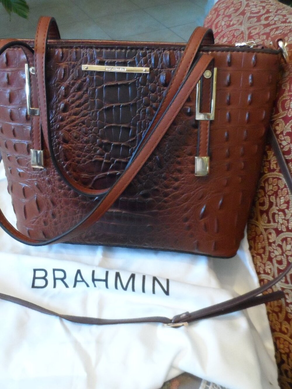 Brahmin Asher Pecan Melbourne Medium Leather Tote Crossbody Bag